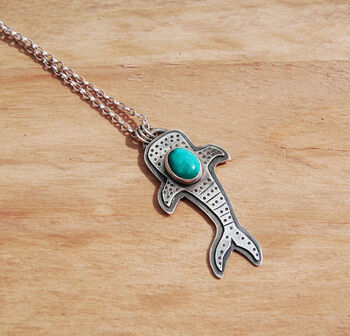 Whale Shark Turquoise Silver Pendant, 8 of 9