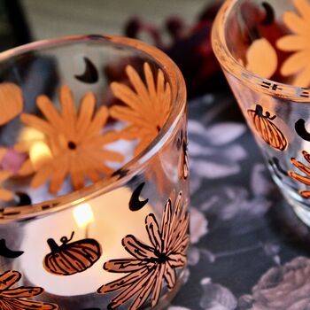 Floral Pumpkin Hand Painted Candle Holders, 2 of 6