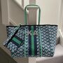 Personalised Geometric Aqua Stripe Tote Bag Set, thumbnail 1 of 3