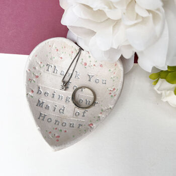 Heart Shaped Maid Of Honour Ceramic Ring Dish, 2 of 8