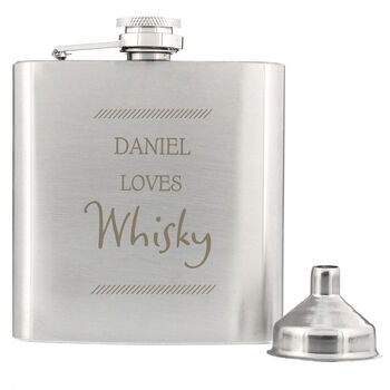 Personalised Classic Engraved Stainless Steel Hip Flask, 3 of 8