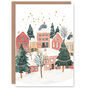 Townscape Decorated Trees Xmas Christmas Card, thumbnail 1 of 4