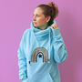 Cowl Neck Luxe Baby Blue Hoodie, thumbnail 5 of 9