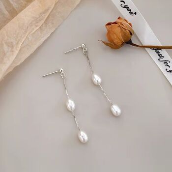 Saskia White Ivory Pearl Drop Ball Gift Earrings, 3 of 4