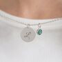 Silver Plated Script Initial Birthstone Disc Necklace, thumbnail 3 of 7