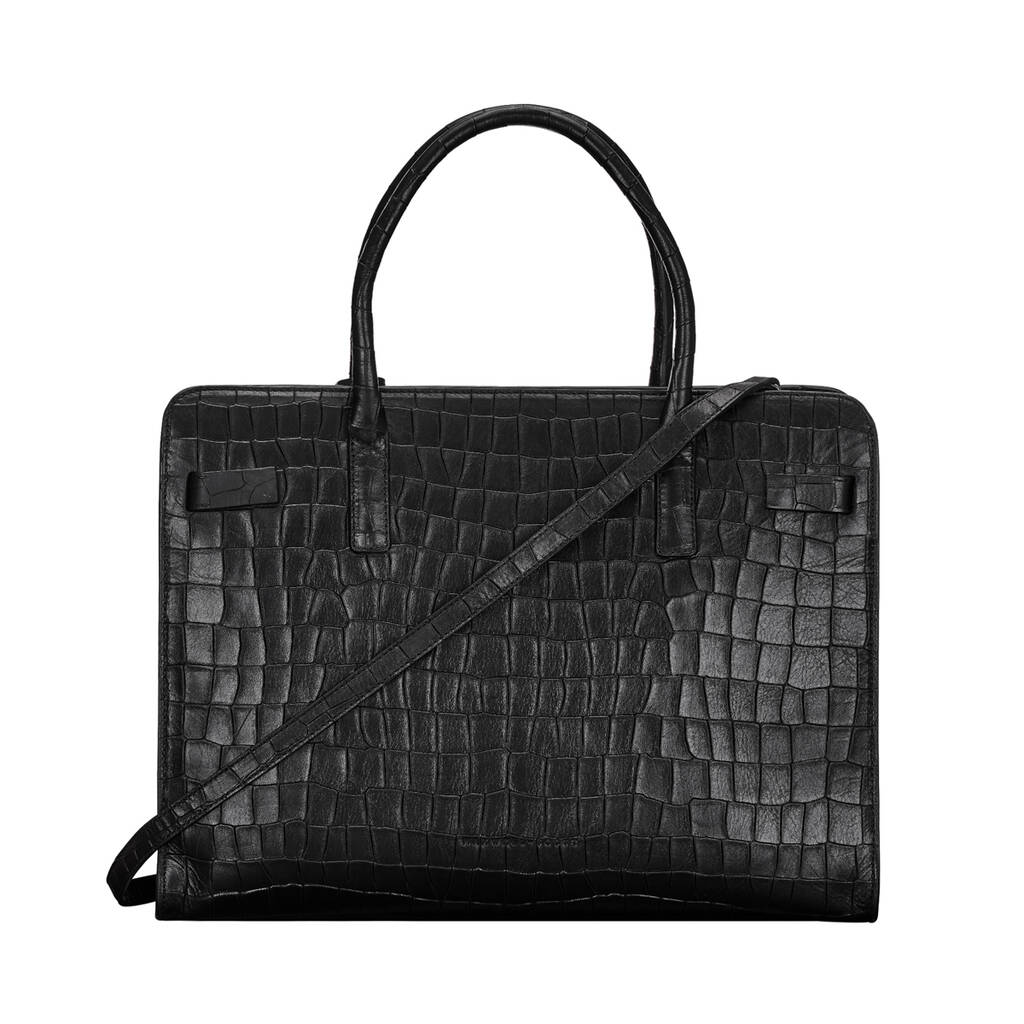 Women's Mock Croc Leather Briefcase Tote 'Enrica Croco' By Maxwell ...
