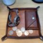 Personalised Leather Desk Valet Tray, Spanish Brown, thumbnail 5 of 12