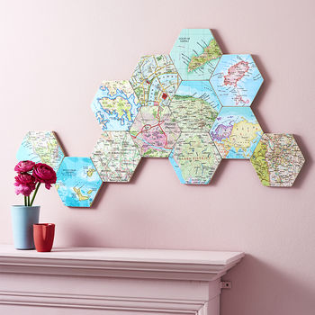 Custom Map Location Hexagon Collectible Wall Block Art, 4 of 10