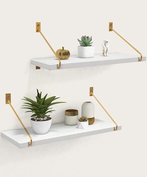 Set Of Two White Wall Mounted Shelves With Brackets, 5 of 8