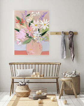 Pastel Pink Flowers Vase Art Print, 2 of 3
