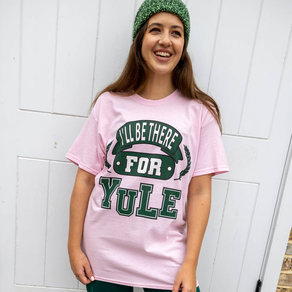 There For Yule Women's Christmas T Shirt In Pink, 1 of 4