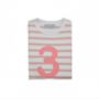 Dusty Pink + White Breton Striped Number/Age T Shirt, thumbnail 4 of 6