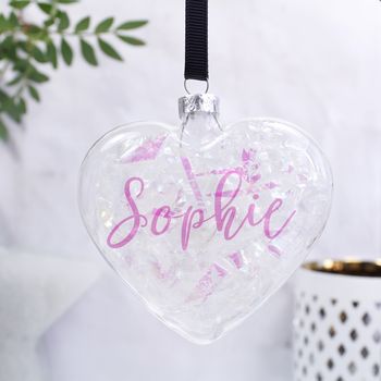 Iridescent Heart Name Christmas Bauble, 4 of 5