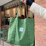 Back To School Book Bags, Green Canvas Tote Bag, thumbnail 1 of 6