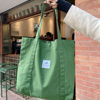 Back To School Book Bags, Green Canvas Tote Bag, 2 of 6