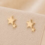 Gold Plated Sterling Silver Double Star Stud Earrings, thumbnail 2 of 3
