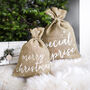 Merry Christmas Large Jute Gift Bag, thumbnail 1 of 3
