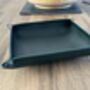 Personalised Dark Racing Green Leather Accessories Tray, thumbnail 4 of 12