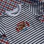 Hot Cross Bun Club Embroidered Easter Striped T Shirt, thumbnail 1 of 3