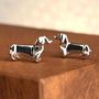 Solid Silver Origami Dachshund Earrings, thumbnail 1 of 5