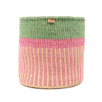 Hoja: Pastel Stripe Woven Storage Basket, 6 of 9