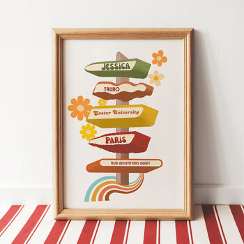 Retro Sixties Signpost Personalised Print Gift For Her, 2 of 3