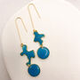 Abstract Drop Blue Statement Earrings, thumbnail 5 of 9