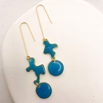 Abstract Drop Blue Statement Earrings, 5 of 9