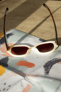 Cream Circle Arm Detail Oversize Sunglasses, 2 of 7