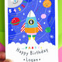 Personalised Rocket Birthday Space Greeting Card, thumbnail 2 of 7