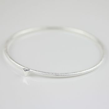 Devotion Silver Bangle With Heart Charm, 4 of 7
