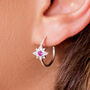Guiding North Star September Birthstone Silver Hoops, thumbnail 5 of 12