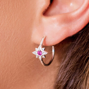 Guiding North Star September Birthstone Silver Hoops, 5 of 12