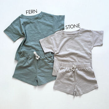 Personalised Organic Cotton Shorts Set Summer Holidays, 5 of 5