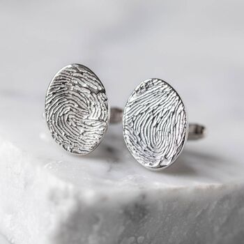 Silver Fingerprint Stamp Cufflinks, 2 of 8