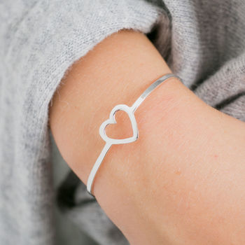 Simple Sterling Silver Heart Or Star Bangle, 2 of 5