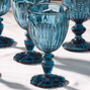 Sapphire Blue Footed Glass Wine Goblets, thumbnail 4 of 4