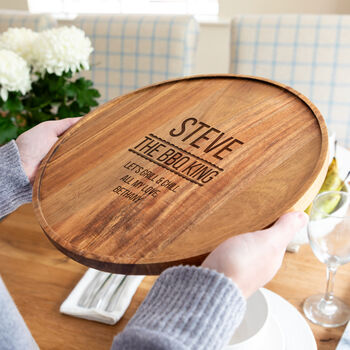 Personalised BBQ King Round Serving Board Acacia Wood, 4 of 5