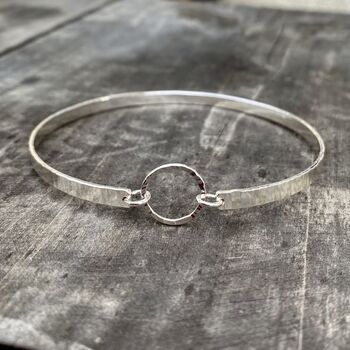 Single Hammered Bangle With Silver Circle, 3 of 7