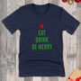 Eat Drink Be Merry Mens Christmas T Shirt, thumbnail 1 of 2
