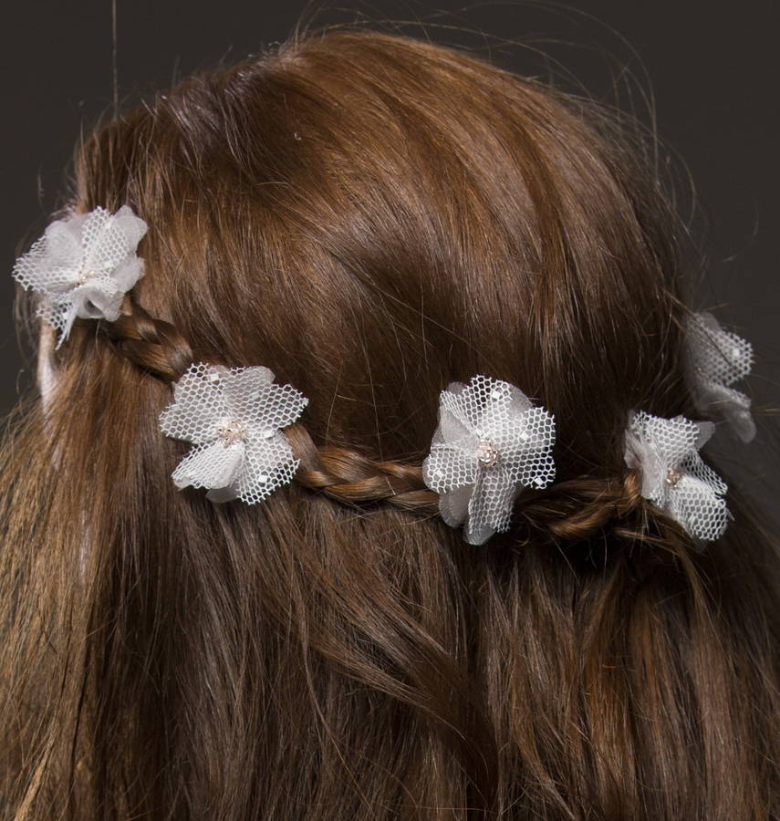 florrie spot silk flower hair pins by lovebysusie