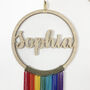 Personalised Wooden Name Hoop With Rainbow Fringing, thumbnail 2 of 9