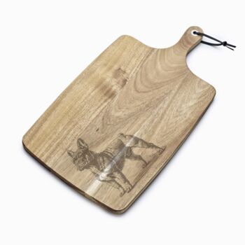Personalised French Bulldog Engraved Acacia Serving Board, 11 of 11