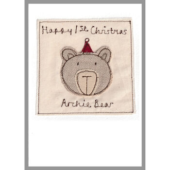 Personalised Bear Christmas Card For Him, Dad, Grandad, 3 of 12