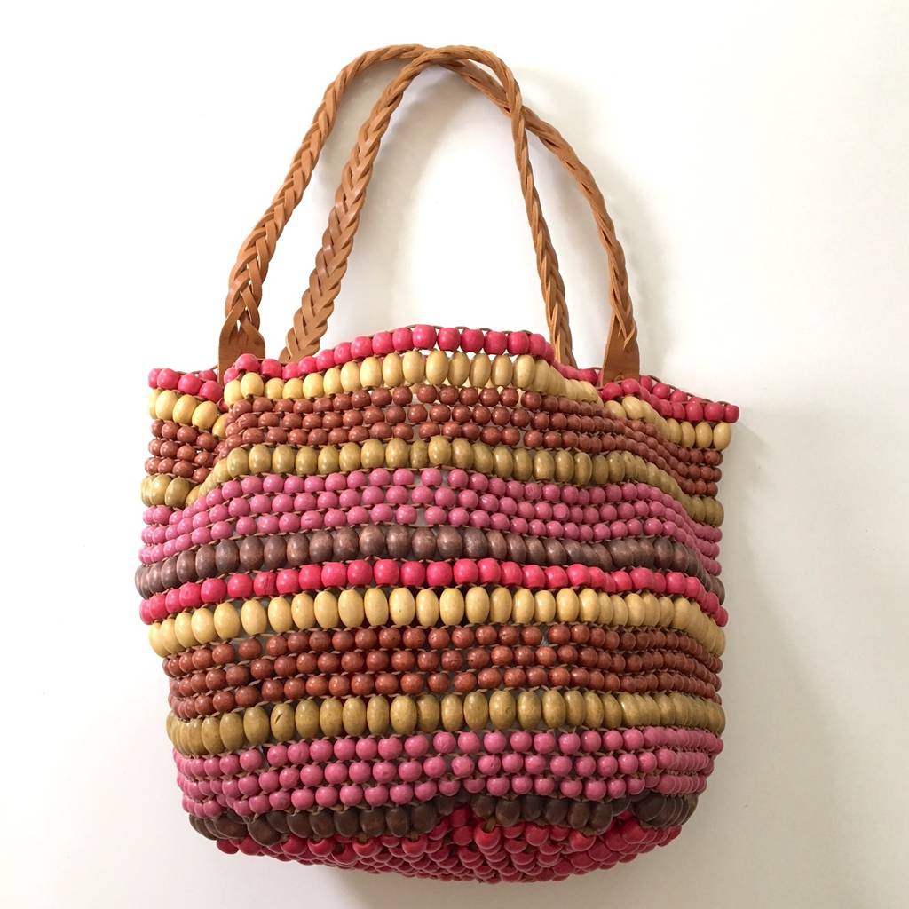 Wooden Beaded Bucket Bag And Belt By LuLLiLu