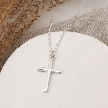 Men's Sterling Silver Cross And Chain, 2 of 5