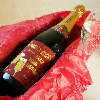 Golden Wedding Anniversary Champagne Gift, 6 of 7