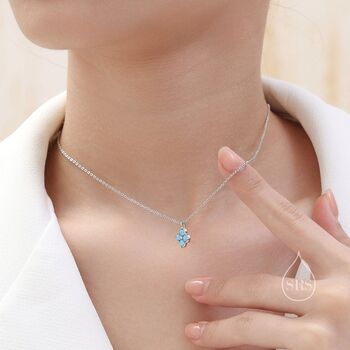 Blue Opal Hydrangea Pendant Necklace, 5 of 12