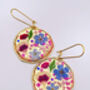 Hand Made Real Flowers Earrings Gold Leaf Medium, thumbnail 2 of 10