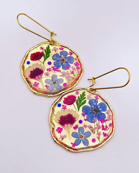 Hand Made Real Flowers Earrings Gold Leaf Medium, 2 of 10